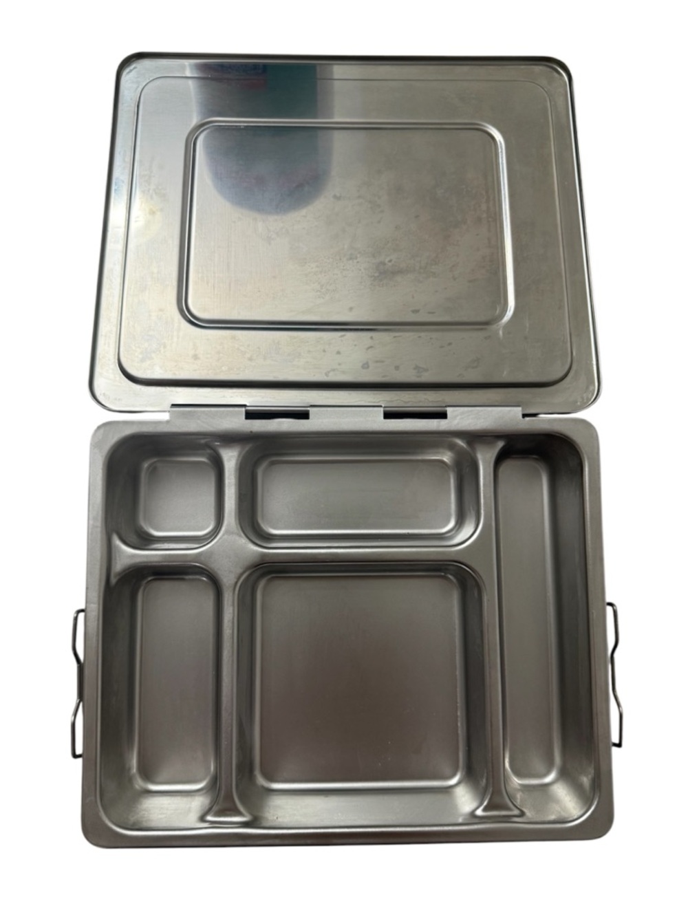 Pottery Barn Kids PBK Stainless Steel Bento Hinged Lunch Box 5 Compartment HTF